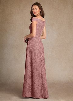 Azazie Moore Mère de la mariée Robes Robe Trapèze en Blumen-Burnout Col de bateau Rose Poussiéreuse image2