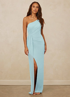 Christian Siriano Bridal for Azazie 1003 Bridesmaid Dresses Sea Glass Sheath One Shoulder Chiffon Dress image1