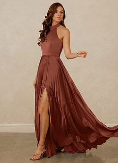 Christian Siriano Bridal for Azazie 1007 Robes de demoiselle d'honneur Robe Trapèze en Satin extensible Plissée Argile image5