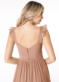 Azazie Stassie Bridesmaid Dresses Champagne Rose A-Line Sweetheart Ruched Chiffon Dress image6