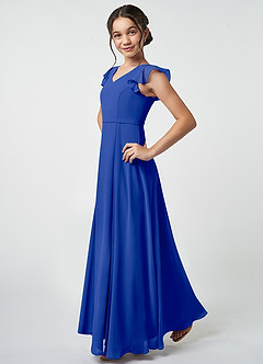 Azazie Claudine Junior Royal Blue A-Line Pleated Chiffon Dress image3