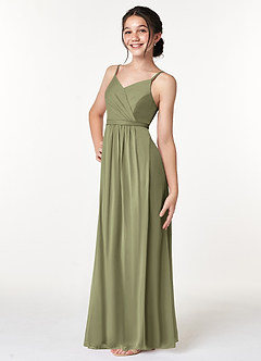 Azazie Luxy Junior Pistachio Pleated Mesh Dress image5