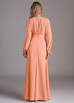 Azazie Matilda Brautjungfernkleider A-Linie Langarm Chiffon Kleid Sonnenuntergang image5