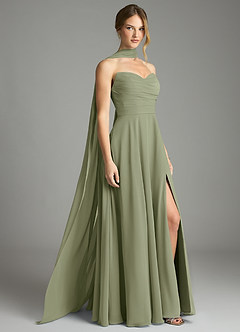 Azazie Ayla Abiti da Damigella Abito A-Line in Chiffon Scollo a Cuore Pistacchio image2