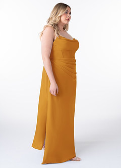 Azazie Mai Bridesmaid Dresses Butterscotch Sheath Pleated Chiffon Dress image10