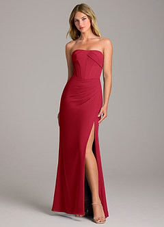 Azazie Chantel Bridesmaid Dresses Scarlet Sheath Strapless Chiffon Convertible Dress image1