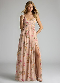 Azazie Alia Brautjungfernkleider A-Linie Plissee Chiffon Kleid Rosenblüten image4
