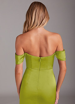 Azazie Saige Brautjungfernkleider Meerjungfrau-Linie Schulterfrei Stretch-Satin Kleid Zitronengras image7