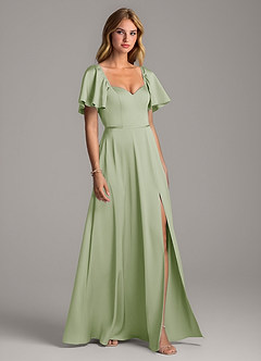 Azazie Chloe Bridesmaid Dresses Dusty Sage A-Line Sweetheart Neckline Stretch Satin Dress image5
