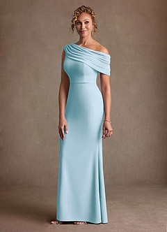 Azazie Bassi vestidos de madre de la novia Vestido de Azul Cielo de Malla de Corte Sirena con Vestidos sin tirantes image5