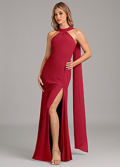 Azazie Kinsley Bridesmaid Dresses Scarlet Mermaid Pleated Chiffon Dress image1