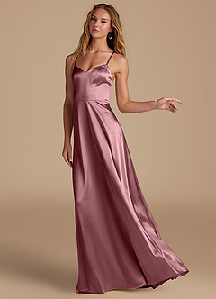 Azazie Mei Bridesmaid Dresses Vintage Mauve A-Line Metallic Satin Dress image4