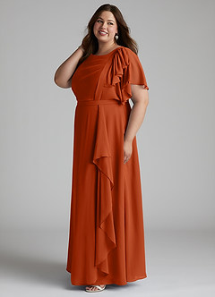 Azazie Aaliyah Modest Bridesmaid Dresses A-Line Scoop Pleated Chiffon Floor-Length Dress image7
