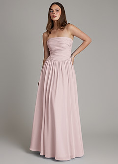 Azazie Andreina Brautjungfernkleider A-Linie Plissee Chiffon Kleid Zartrosa image1