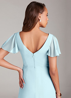 Azazie Soren Bridesmaid Dresses Cloud Blue A-Line Ruched Chiffon Dress image7