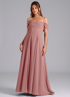 Azazie Almina At-home Try On Dresses Agave A-Line Off the Shoulder Chiffon Convertible Dress image4