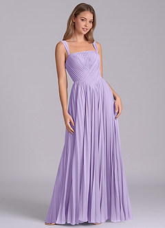 Azazie Mina Vestidos de damas de honor Vestido de Lila de Gasa de Corte en A con Plisado image5