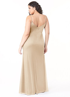 Azazie Deandra Bridesmaid Dresses Champagne Mermaid Pleated Mesh Dress image7
