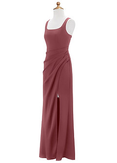 Azazie Mero Junior Desert Rose Mermaid Pleated Stretch Satin Dress image7