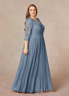 Azazie Corinne Mother of the Bride Dresses Dusty Blue A-Line Sequins Chiffon Dress image11