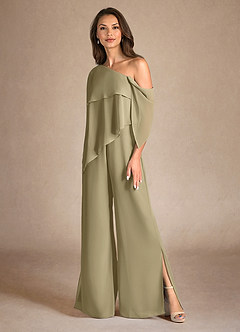 Azazie Halima Kleider für die Brautmutter Overall/Jumpsuit Seitliche Cut-Outs Chiffon Kleid Moosgrün image6