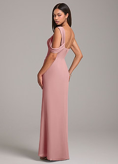 Azazie Wynter Bridesmaid Dresses Dusty Rose Sheath Off the Shoulder Chiffon Dress image5