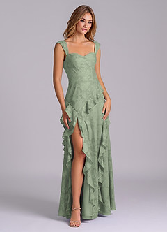 Azazie Sloane Bridesmaid Dresses Agave A-Line Sweetheart Neckline Floral Burnout Dress image6