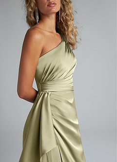 Azazie Maive Brautjungfernkleider Etui Gestreift Stretch-Satin Kleid Pistazie image5