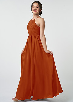 Azazie Leighton Junior Paprika A-Line Pleated Chiffon Dress image4