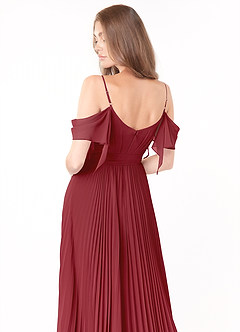 Azazie Lyney Final Sale Pomegranate A-Line Off the Shoulder Chiffon Dress image5