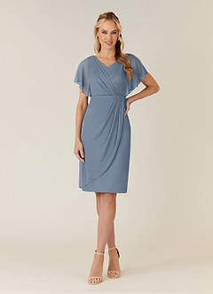 Azazie Waverly Mother of the Bride Dresses Twilight Sheath Pleated Mesh Dress image1