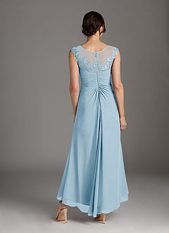 Azazie Endora Final Sale Sky Blue A-Line Scoop Lace Chiffon Dress image4