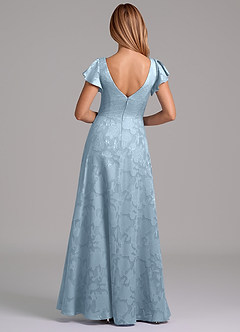 Azazie Omari Abiti da Damigella Abito A-Line in Burnout Floreale Plissettato Azzurro image7