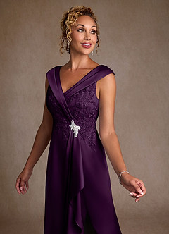 Azazie Santa Monica Mother of the Bride Dresses Grape A-Line Lace Dress image5