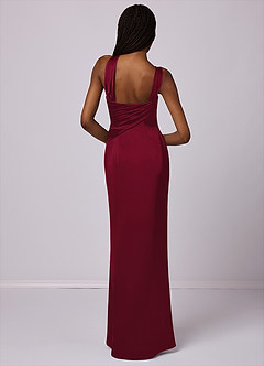 Barbie ♥ Azazie Jurken voor bruidsmeisjes Jurk van Stretch Satijn met Zeemeermin One-Shoulder Bourgondië image2