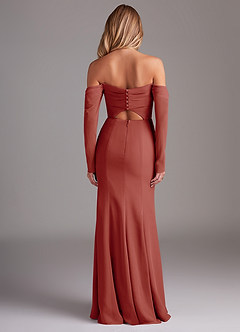 Azazie Hallie Brautjungfernkleider Meerjungfrau-Linie Langarm Chiffon Kleid Terrakotta image8
