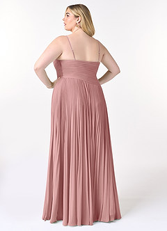 Azazie Vini Robes de demoiselle d'honneur Robe Trapèze en Mousseline de soie Col V plissé Rose Poussiéreuse image8