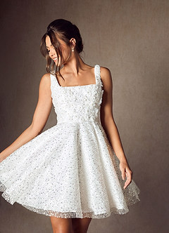 Azazie Kristi Wedding Dresses Diamond White A-Line with Pockets Beading Dress image1