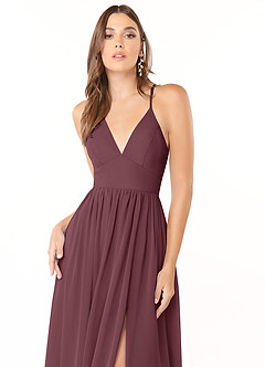 Azazie Aaida Vestidos de damas de honor Vestido de Sangrado de Gasa de Corte en A con Corsé image6