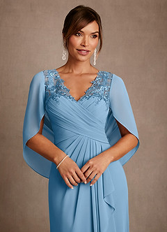 Azazie Forums Mother of the Bride Dresses Steel Blue A-Line Lace Dress image4