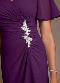 Azazie Suffolk vestidos de madre de la novia Vestido de Uva de Gasa de Corte en A con Plisado image5