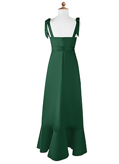 Azazie Barbara Vestido de Verde Oscuro de Satin Mate de Acampanado con Lazo image7