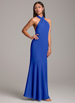 Azazie Lorena Robes de demoiselle d'honneur Robe Sirène en Mousseline de soie Plissée Bleu Roi image5