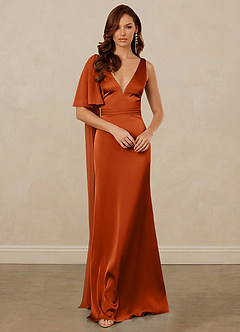 Christian Siriano Bridal for Azazie 1011 Bridesmaid Dresses Burnt Orange Mermaid Bow Stretch Satin Dress image3
