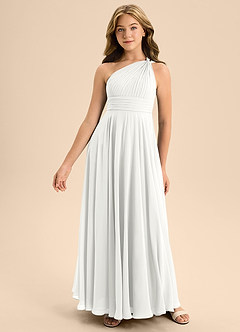 Azazie Charlize Junior White A-Line Pleated Chiffon Dress image3