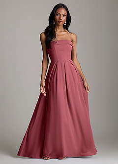 Azazie Lucienne Bridesmaid Dresses Merlot A-Line Strapless Chiffon Convertible Dress image1