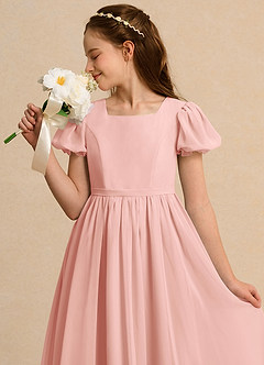 Azazie Joss Flower Girl Dresses Rosette A-Line with Sleeves Chiffon Dress image13