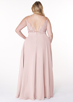 Azazie Lennon Bridesmaid Dresses Blushing Pink A-Line Lace Chiffon Dress image8