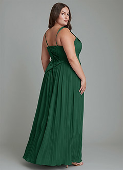 Azazie Stephanie Bridesmaid Dresses Dark Green A-Line Pleated Stretch Satin Dress image8