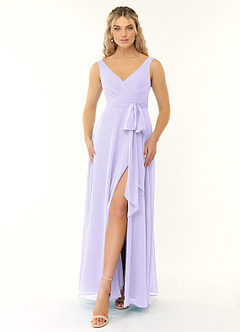 Azazie Alva Bridesmaid Dresses A-Line Convertible Pleated Chiffon Floor-Length Dress image1